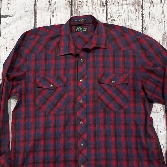 Vintage J Forest Plaid Long Sleeve Western Pearl Snap Button Down Shirt - Picture 2 of 4